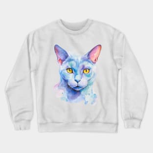 Russian Blue Cat painted in watercolor Crewneck Sweatshirt